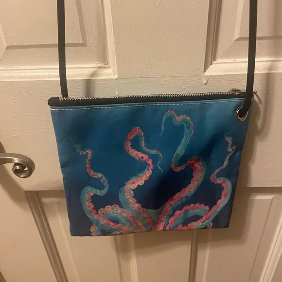 Sea Bags of Maine Watercolor Octopus Crossbody Bag - Picture 3 of 5